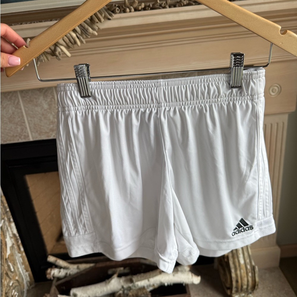 Adidas White Athletic Shorts with Elastic Waistband